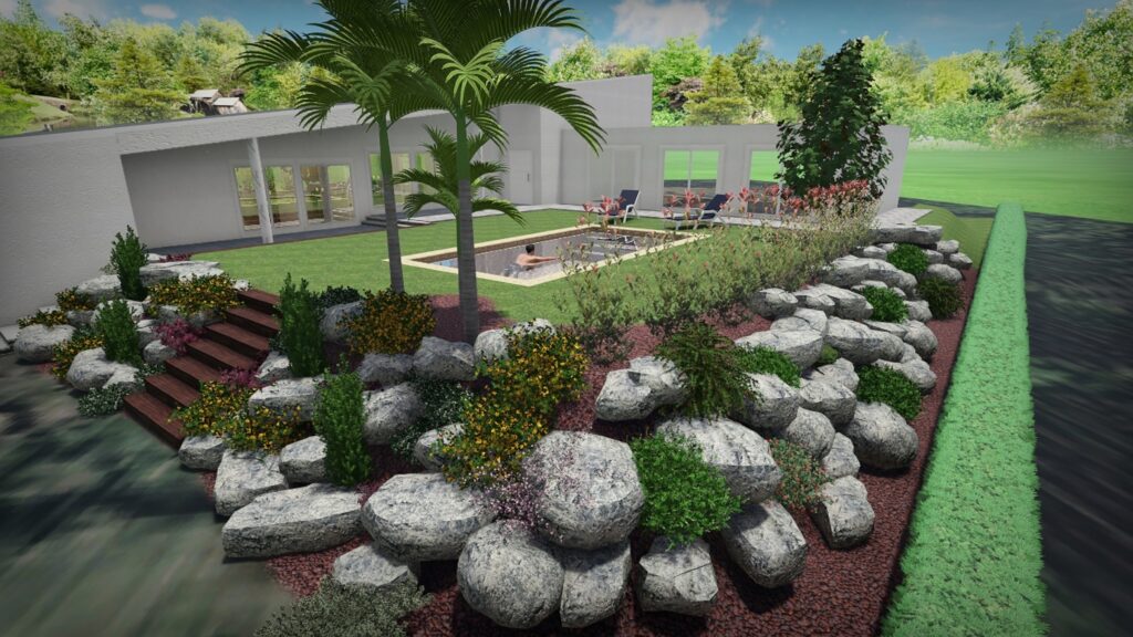 Jardín con fuerte pendiente en Matadepera