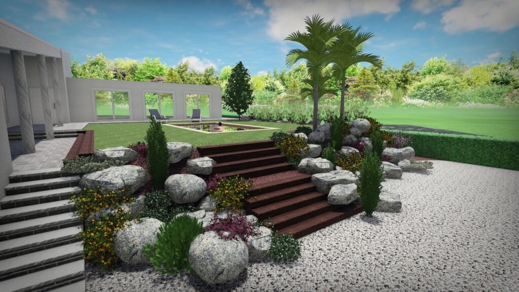 Jardín con fuerte pendiente en Matadepera