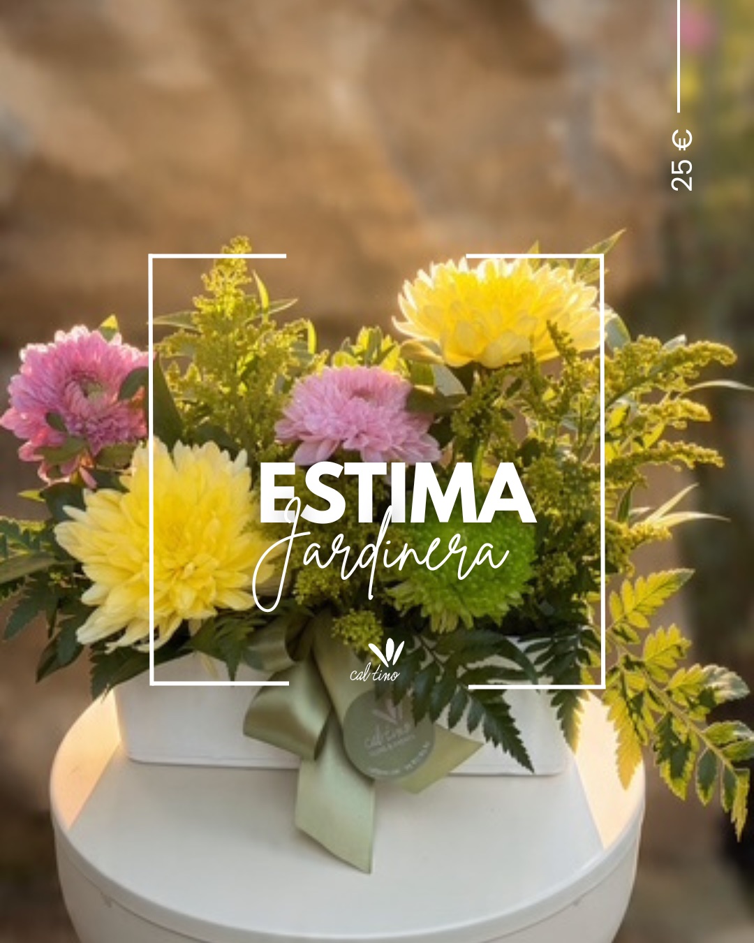 Jardinera Estima amb crisantems grocs i liles · Cal Tino, Tots Sants 2026